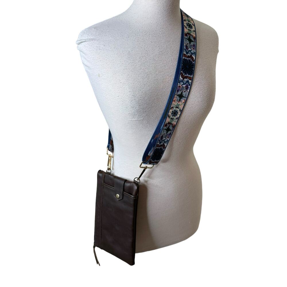 NENA & CO Crossbody Leather Bag with Printed Strap